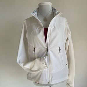 Women’s White Softshell Full-Zip Sporty Casual Jacket Sz Med